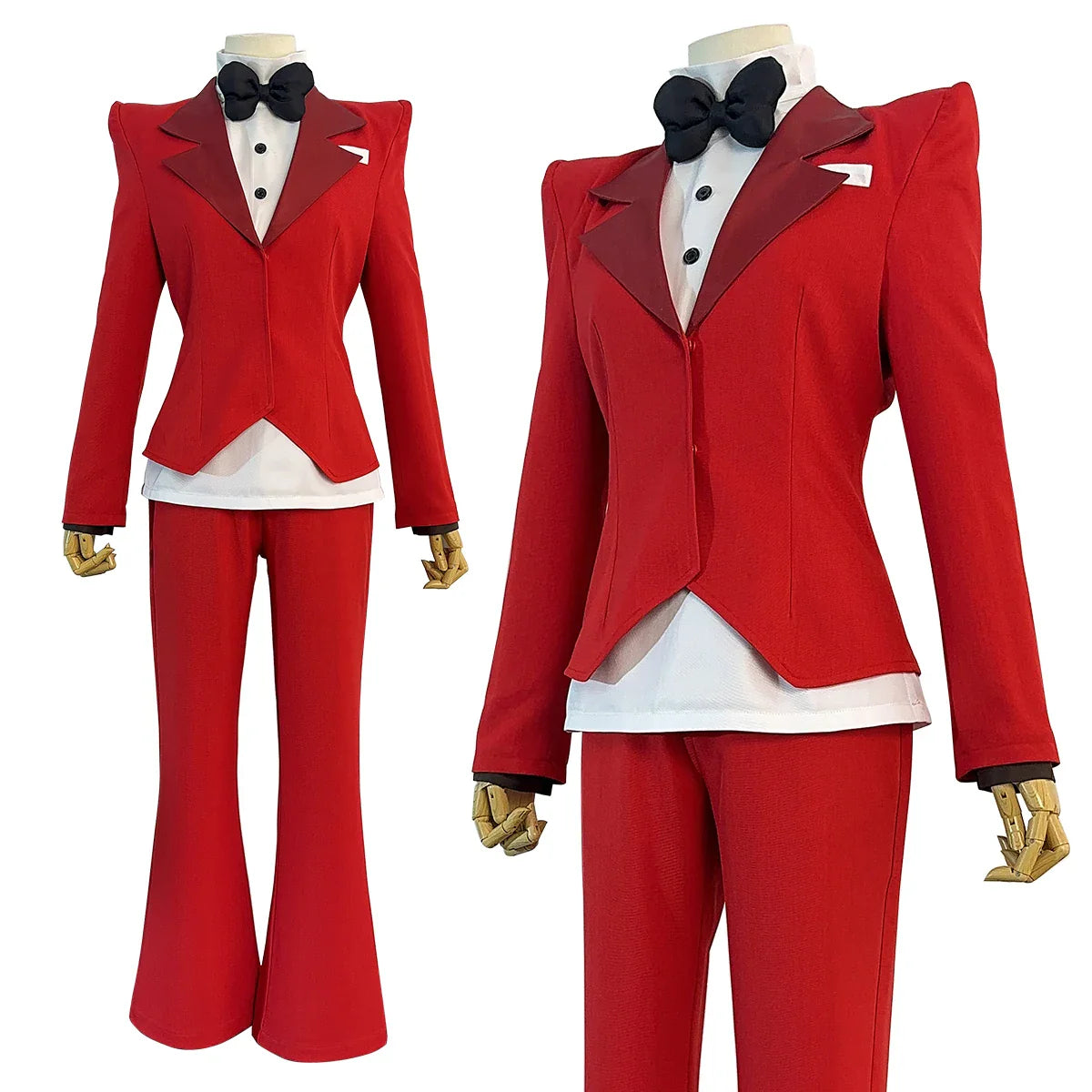 Halloweez Anime Charlie Morningstar Cosplay Costume Set with Wig, Shoulder Pads, Pants, Shirt, Bowtie for Halloween - Halloweez