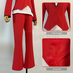 Halloweez Anime Charlie Morningstar Cosplay Costume Set with Wig, Shoulder Pads, Pants, Shirt, Bowtie for Halloween - Halloweez