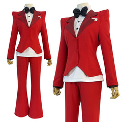 Halloweez Anime Charlie Morningstar Cosplay Costume Set with Wig, Shoulder Pads, Pants, Shirt, Bowtie for Halloween - Halloweez