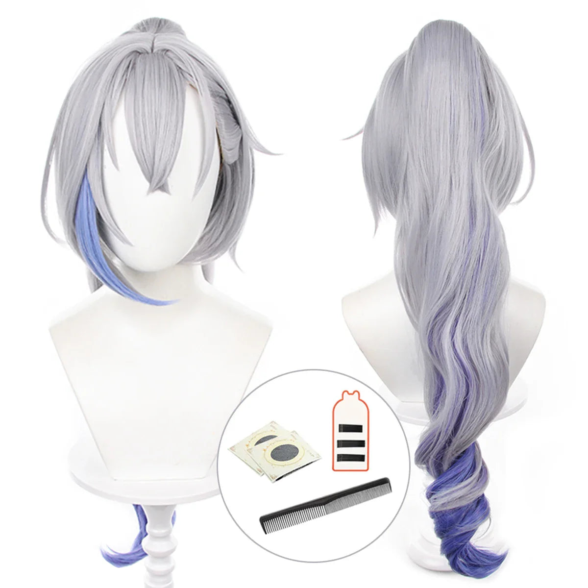 Halloweez Silver Wolf Cosplay Wig - Heat Resistant Synthetic Fiber for Honkai Star Rail Characters - Halloweez