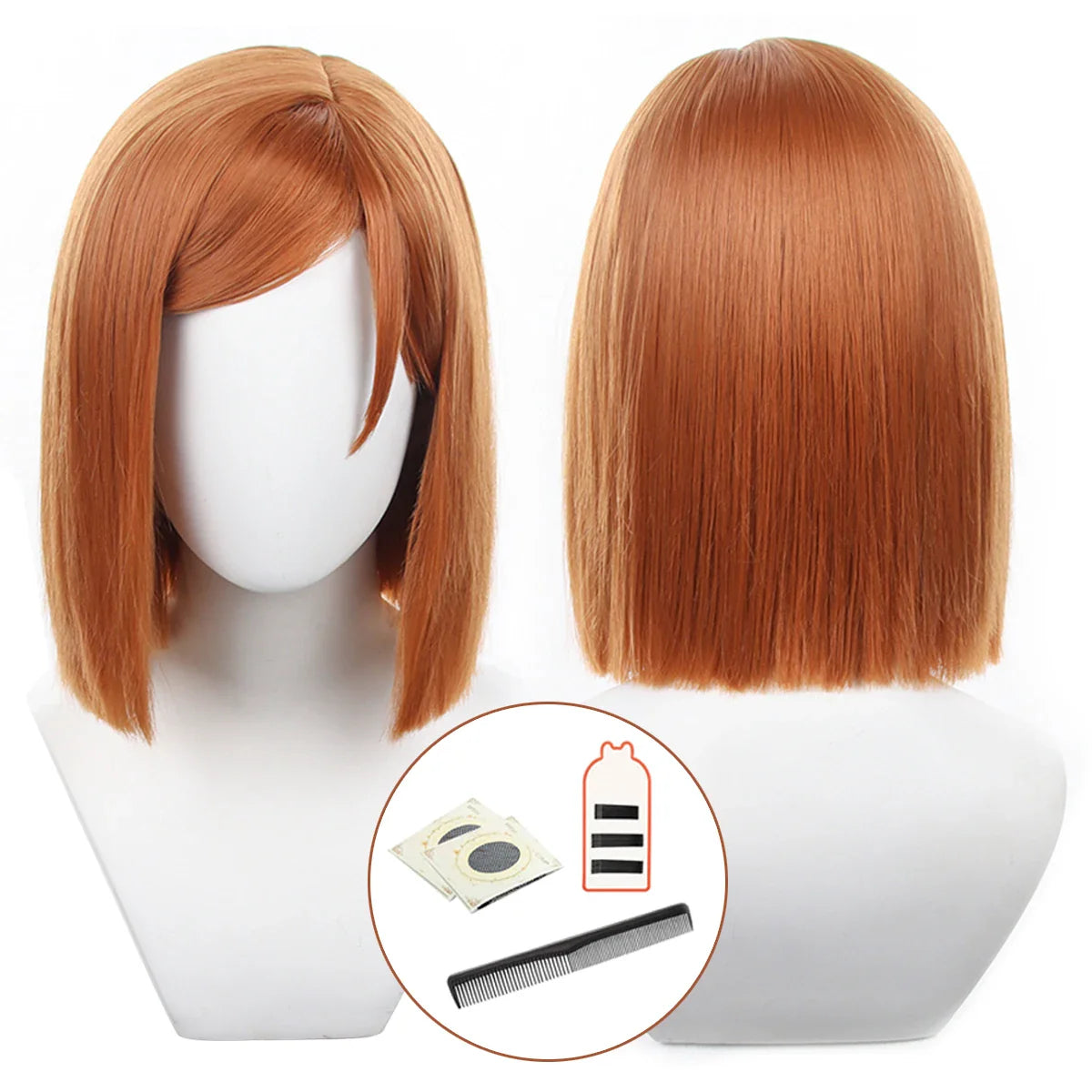Halloweez Jujutsu Kugisaki Nobara Cosplay Wig - Synthetic Fiber - Adjustable for Halloween & Christmas Parties - Halloweez