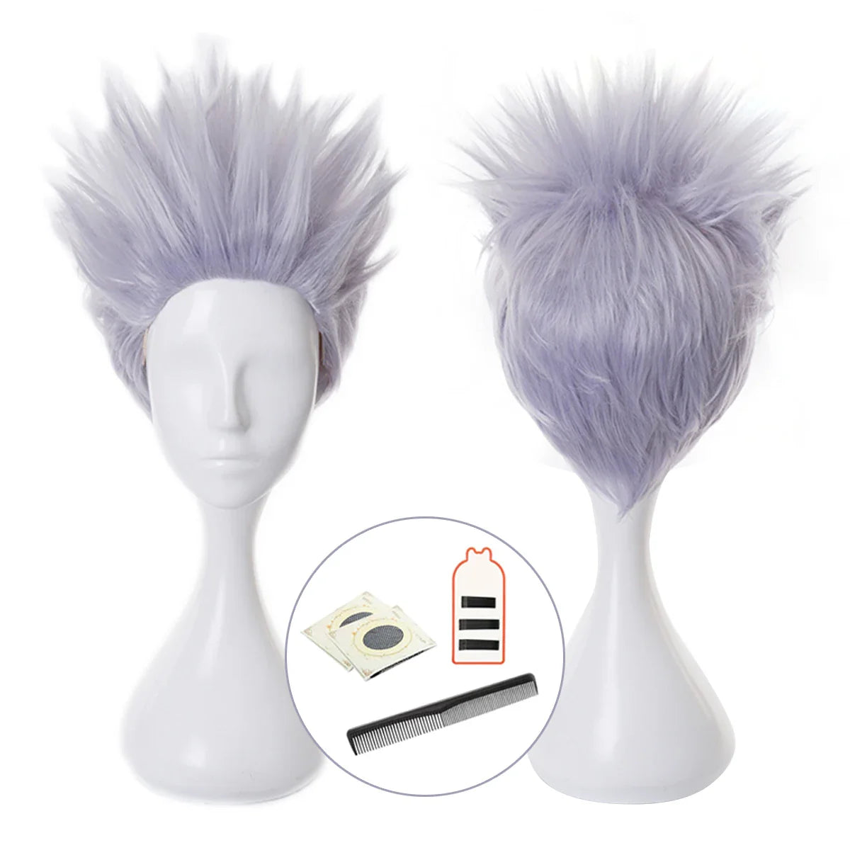 Halloweez Satoru Gojo Cosplay Wig - High-Quality Synthetic Fiber Wig for Jujutsu Kaisen Fans - Halloweez