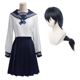 Halloweez Jujutsu Kaisen Riko Amanai Cosplay Wig with JK Skirt and Sailor Rose Net - Perfect for Halloween & Christmas - Halloweez