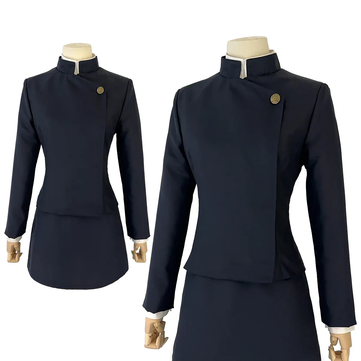 Halloweez Jujutsu JJK Manga Anime Maki Zenin Cosplay Costume Wig with Dark Blue Jacket and Skirt - Synthetic - XS-2XL - Halloweez