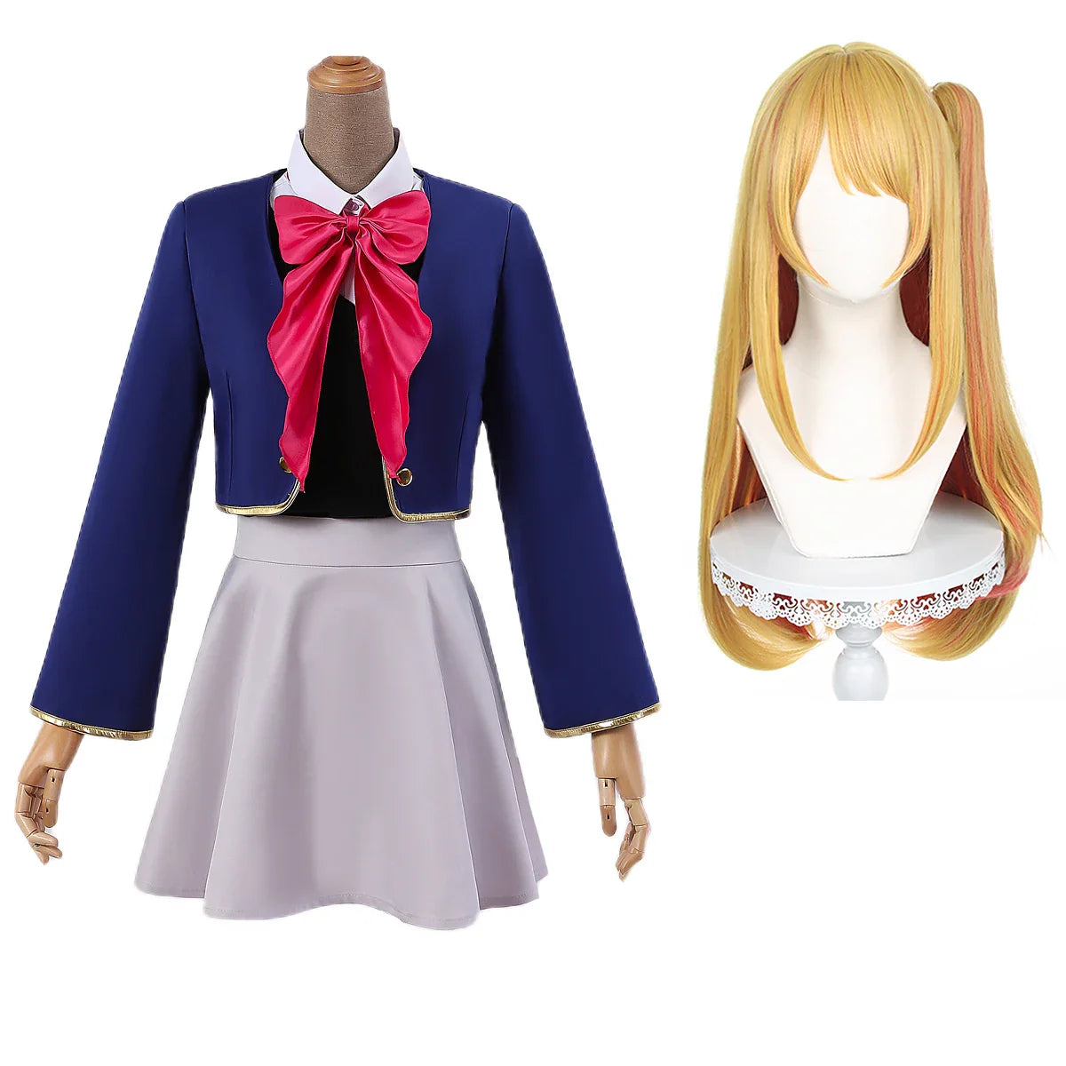 Halloweez Anime Rubii Ruby Hoshino Cosplay Costume Wig with School Uniform Dress - Perfect Sister Party Gift - Halloweez