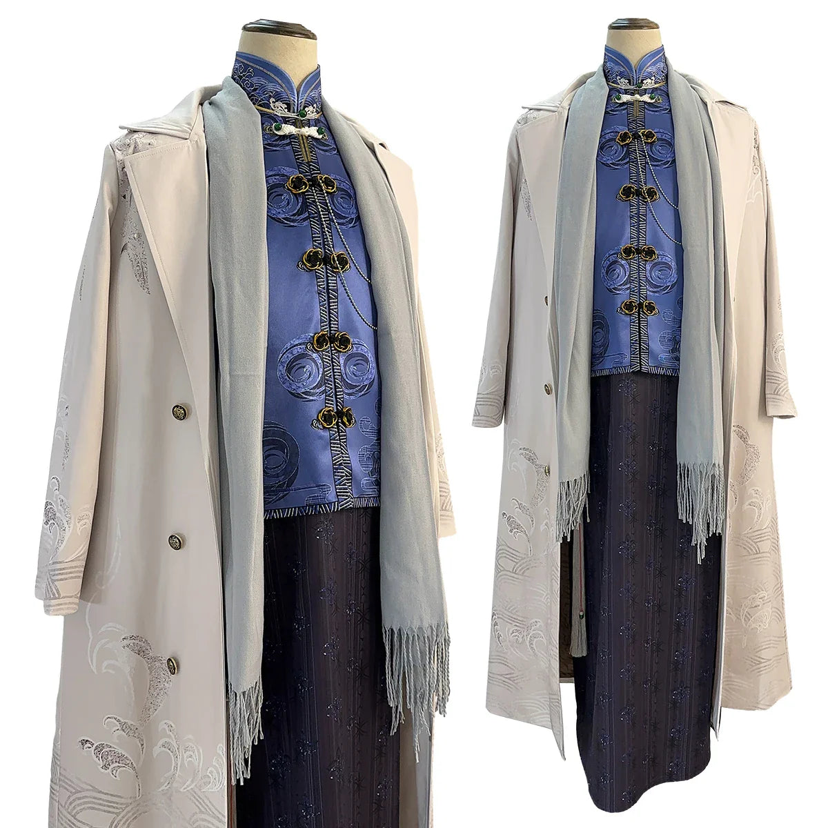 Halloweez Marius Cosplay Costume - King Coat Tang Suit with Long Skirt and Earring for Themed Events - Halloweez