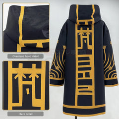 Halloweez Tokyo Anime Brahman Senju Kawaragi Cosplay Costume Jacket - Oversize Black with Golden Flowers - Halloweez
