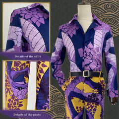 Halloweez Shiba Anime Cosplay Costume - Tokyo Taiju Inspired Snake Design Shirt & Pants for Conventions - Halloweez