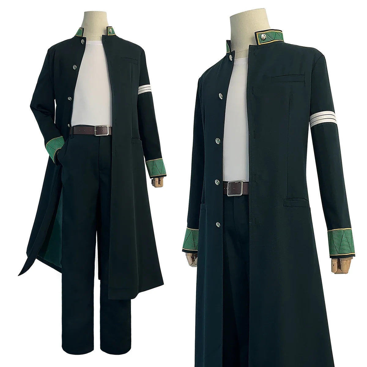 Stylish Anime Hajime Umemiya Cosplay Costume with Green Trench Coat and Accessories - Halloweez