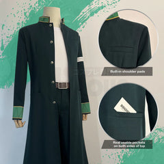 Stylish Anime Hajime Umemiya Cosplay Costume with Green Trench Coat and Accessories - Halloweez