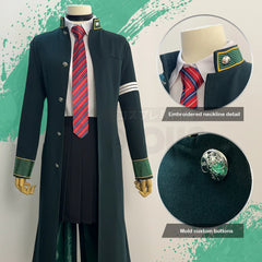 Halloweez Anime Cosplay Costume - Tasuku Tsubakino Wig with Green Trench Coat & White Shirt - Halloweez