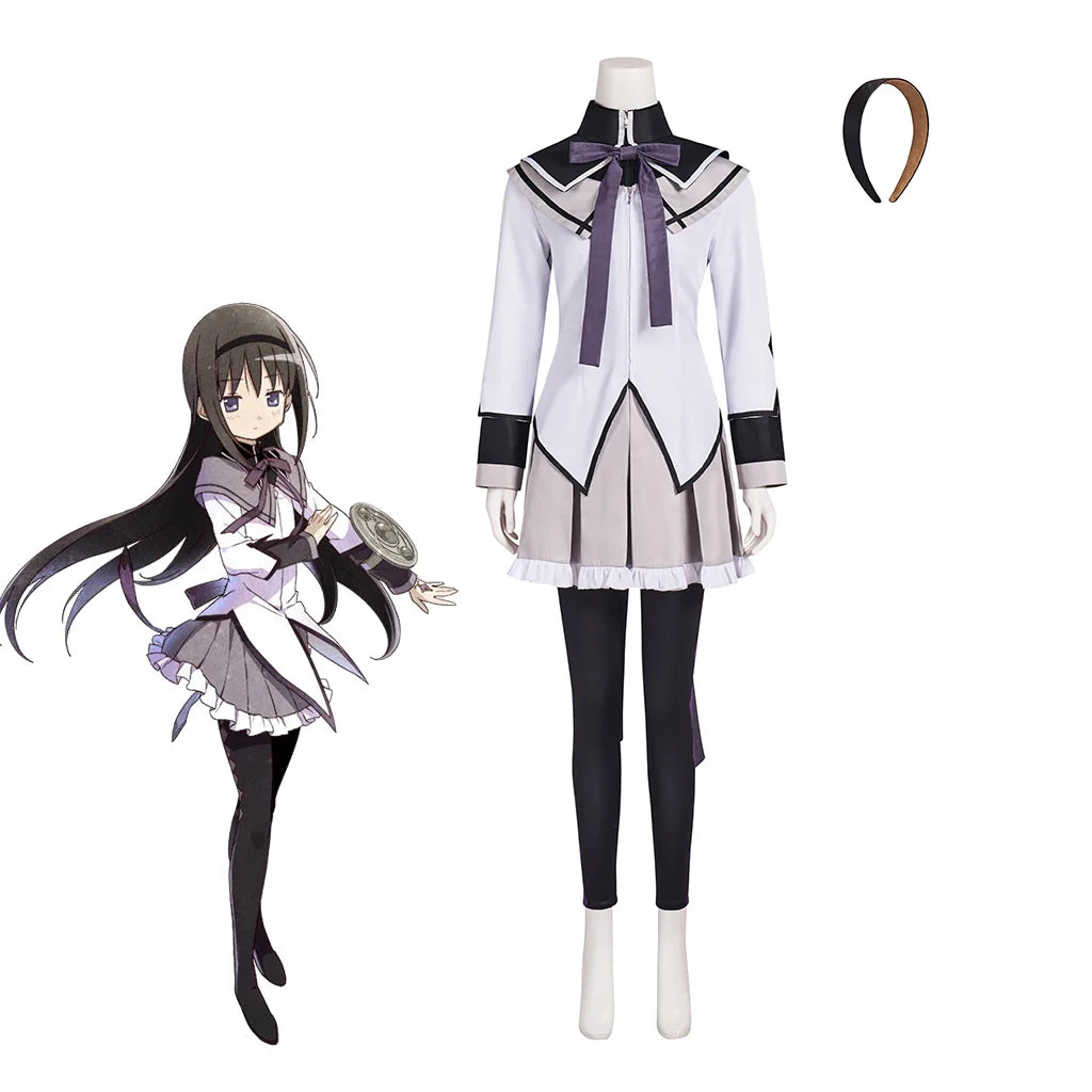 Halloweez Homura Akemi Cosplay Anime Costume for Women - Battle Uniform Skirt Suit for Magical Girl Parties - Halloweez