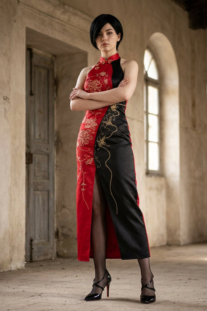 Ada Wong Cheongsam Cosplay Costume - Resident Evil 4 Remake Inspired by Halloweez - Halloweez