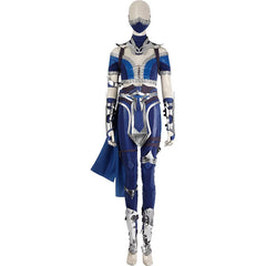 Halloweez Kitana Costume - Sexy Blue Top, Pants, Mask & Accessories for Halloween - Halloweez