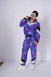 Unisex 80s 90s Retro Tracksuit – Color Block Windbreaker Jacket & Pants Set for Hip Hop, Disco Parties & Streetwear Looks - Halloweez