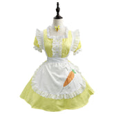 Yellow Carrot Print Maid Lolita Dress Custom For Halloween Cosplay