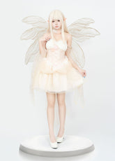 2026 New Flower Fairy Costume Dress, Women Strapless Mesh Splicing Backless Waist Fitted Fluffy Tutu Dress, Fantasy Fairy Cosplay Dress - Halloweez