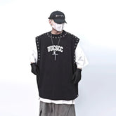 Men Oversized Hip‑Hop Sleeveless Tank Top American Retro Loose Vest