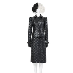 Custom Cruella De Vil Black Leather Outfit | 101 Dalmatians Villain Cosplay Costume, Trendy European American Style Custom Made Suit