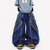 Men Hip‑Hop Detachable Apron Baggy Wide Leg Cargo Jogger Pants