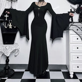 The Addams Family Morticia Cosplay Dress, Custom Gothic Velvet Outfit for Halloween