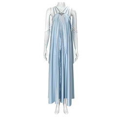 Elegant Star Wars Padmé Amidala Light Blue Cosplay Party Dress for Women - Halloweez