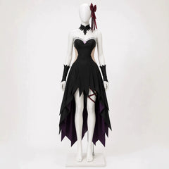 Gothic Strapless Dark Witch Cosplay Dress Custom for Halloween Comic‑Con Party