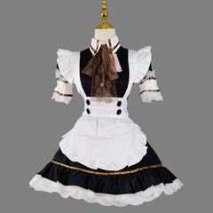 Japanese Black White Lolita Maid Cosplay Costume, Custom Plus Size Available