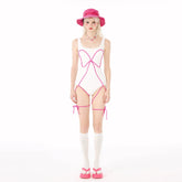 Rainbow Series Dopamine Swimsuit 2026 New,Women Pink Sweet One-Pieces,Modest Tankini,Micro Bikini,Strapless Suspender Boardshort,UV Protection Long Sleeve Surfing Bathing Suit - Halloweez