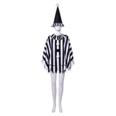 Joker Party Cosplay, Custom Black White Striped Cloak for Halloween & Stage Performance