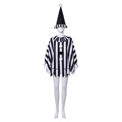 Joker Party Cosplay, Custom Black White Striped Cloak for Halloween & Stage Performance