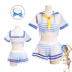 Re:Zero Rem Cosplay Costume Sailor Swimsuit, Anime Halloween Outfit Custom