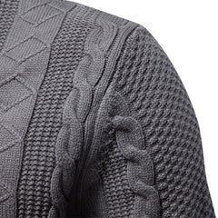 Men Full‑Zip Cable Knit Cardigan Jacket, European Size for Autumn Winter