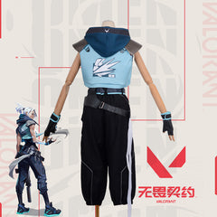 Ready Stock Jett Valorant Cosplay Costume Full Set With Kunai Prop Healer Outfit