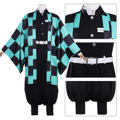 Demon Slayer Kamado Tanjiro Cosplay Costume High-end Version Men Anime Full Outfit - Halloweez