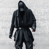Yamamoto-Style Dark Gothic Witch Cape Coat for Men, Mid-Length Goth Cloak - Halloweez