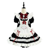 Black White Cute Maid Lolita Dress Custom For Halloween & Cafe Cos