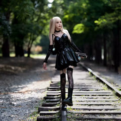 Death Note Misa Amane Cosplay Costume Classic Anime Leather Skirt Full Set Outfit - Halloweez