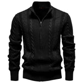 Men Full‑Zip Cable Knit Cardigan Jacket, European Size for Autumn Winter