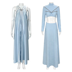 Elegant Star Wars Padmé Amidala Light Blue Cosplay Party Dress for Women - Halloweez