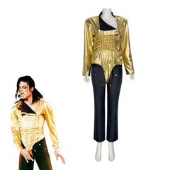 Michael Jackson Gold Jumpsuit Cosplay Costume, Custom Outfit for Stage & Halloween