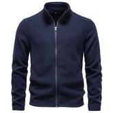 Men Full‑Zip Fleece Jacket, European Size Soft Shell Top for Autumn Winter