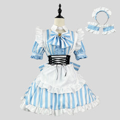 Akihabara Stripe Maid Cosplay Costume, Custom Made for Halloween & Conventions