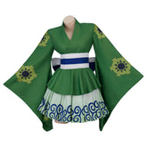 One Piece Genderbend Zoro Cosplay Kimono Dress, Custom Anime Halloween Outfit