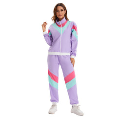 80s Retro Disco Tracksuit, Vintage Hip Hop Jacket & Pants Set, Unisex Adult Halloween Dance Costume for Party Performance - Halloweez