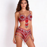 Sequin Beaded Belly Dance Bra & Waist Set, Custom Stage Costume for Club & Halloween