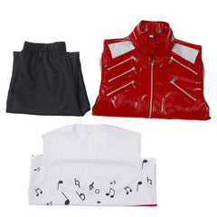 Michael Jackson Iconic Red Suit Cosplay King of Pop Stage Costume Full Set - Halloweez