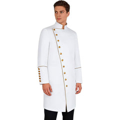 Steampunk Prince Adult Military Jacket – Gold Piping, Victorian Formal Cosplay Costume for Weddings, Parties & Theatrical Performances - Halloweez