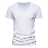 Men Casual V‑Neck Bamboo Cotton T‑Shirt, Custom‑Fit for Summer & Halloween