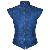 Men’s Renaissance Brocade Vest – Medieval Steampunk Waistcoat for Pirate, Victorian, and Assassin’s Creed Cosplay - Halloweez